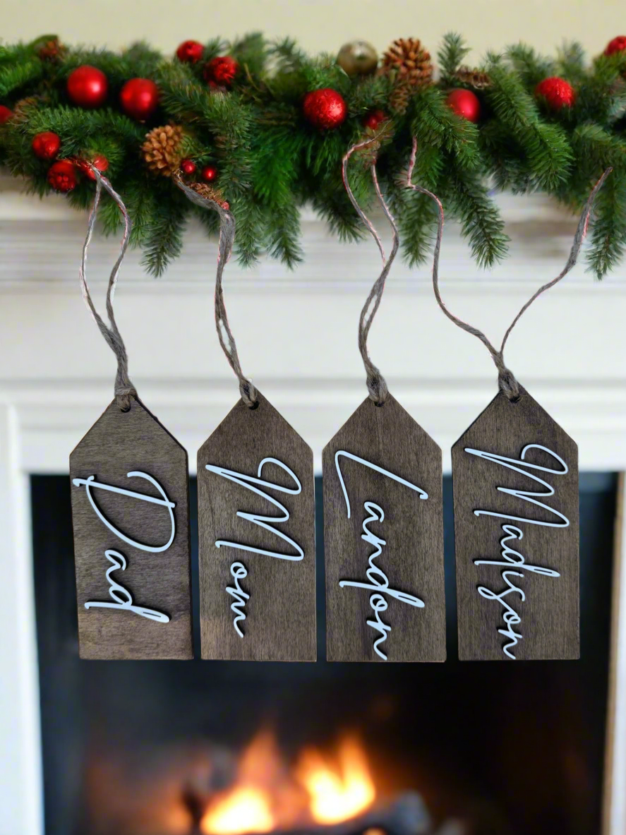 Custom Wood Christmas Stocking Tags