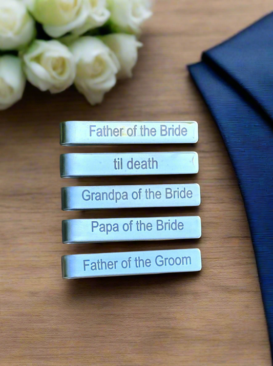 Engraved Stainless Steel Tie Clip – Father of the Bride, Groom, Grandpa & More