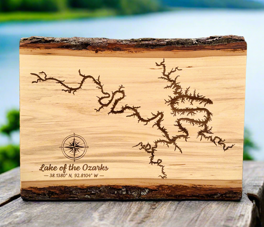 Lake of the Ozarks Engraved Plaque – Live Edge Basswood