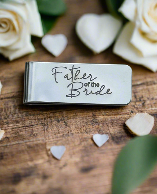 Father of the Bride Stainless Steel Money Clip – Sleek, Sentimental, and Durable