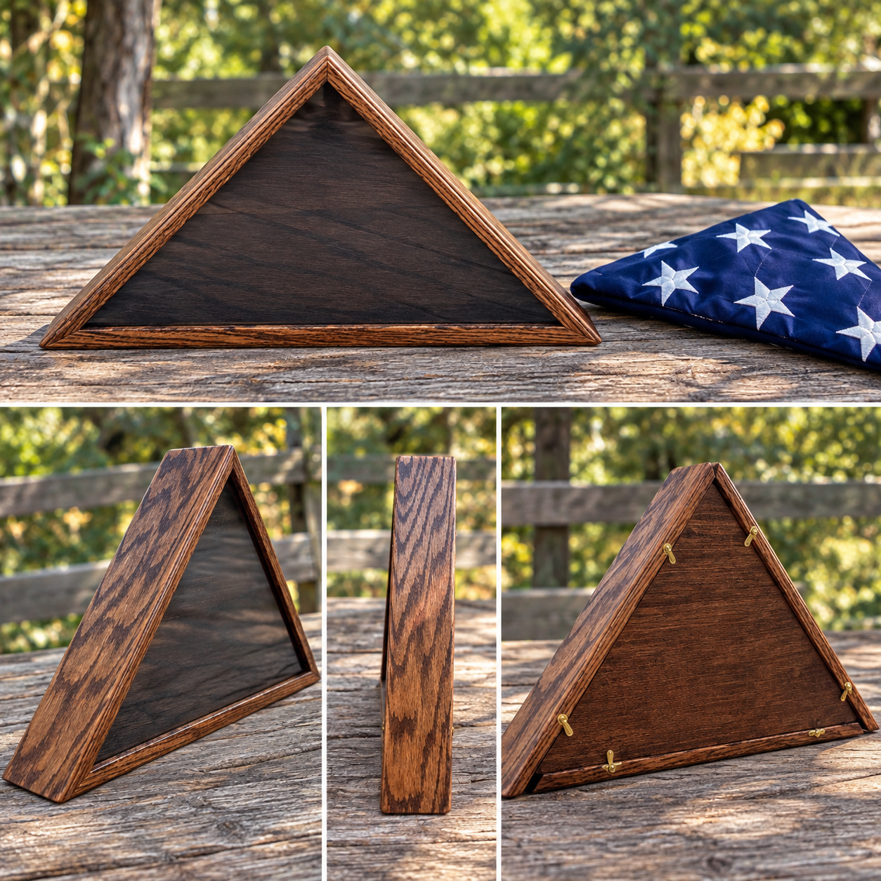 USA Folded Flag Memorial Case – Handmade Solid Wood Display Case