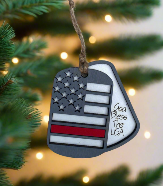 Service Member or Military Dog Tag Christmas Ornament