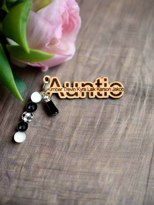 Auntie Personalized Keychain with Kids Names, Mother's Day Gift to Aunt