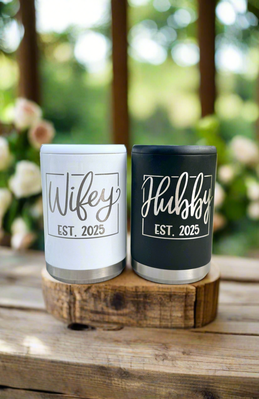 Wifey and Hubby Can Cooler Set