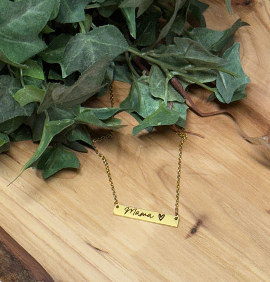 Laser Engraved “Mama” Bar Necklace