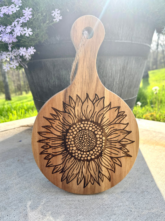 Round Wood Sunflower Cheese Board