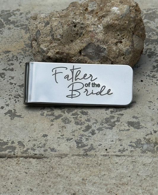 Father of the Bride Stainless Steel Money Clip – Sleek, Sentimental, and Durable