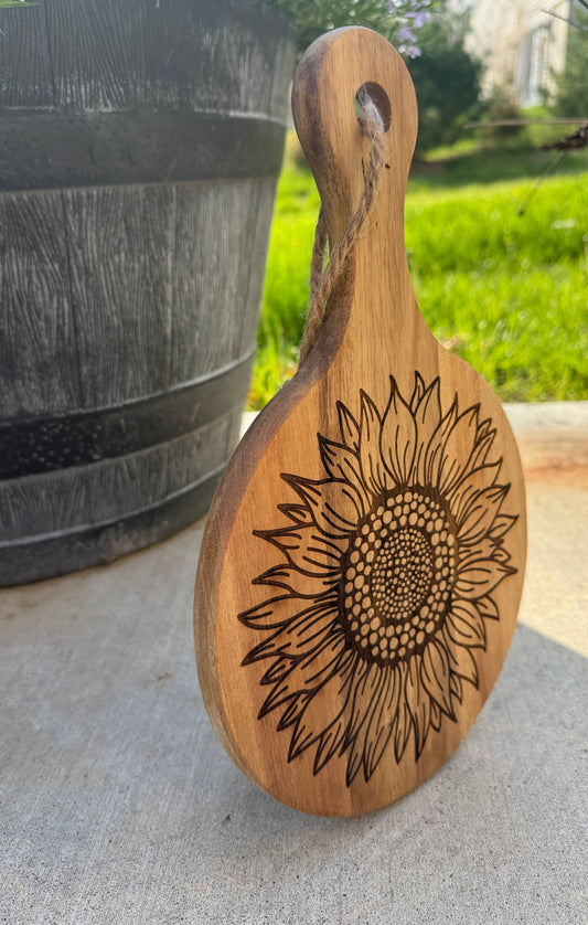 Round Wood Sunflower Cheese Board