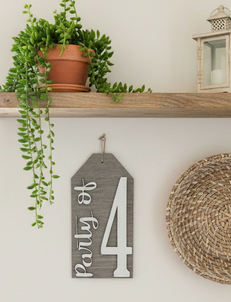 Chic Gray and White Wood Party of Sign