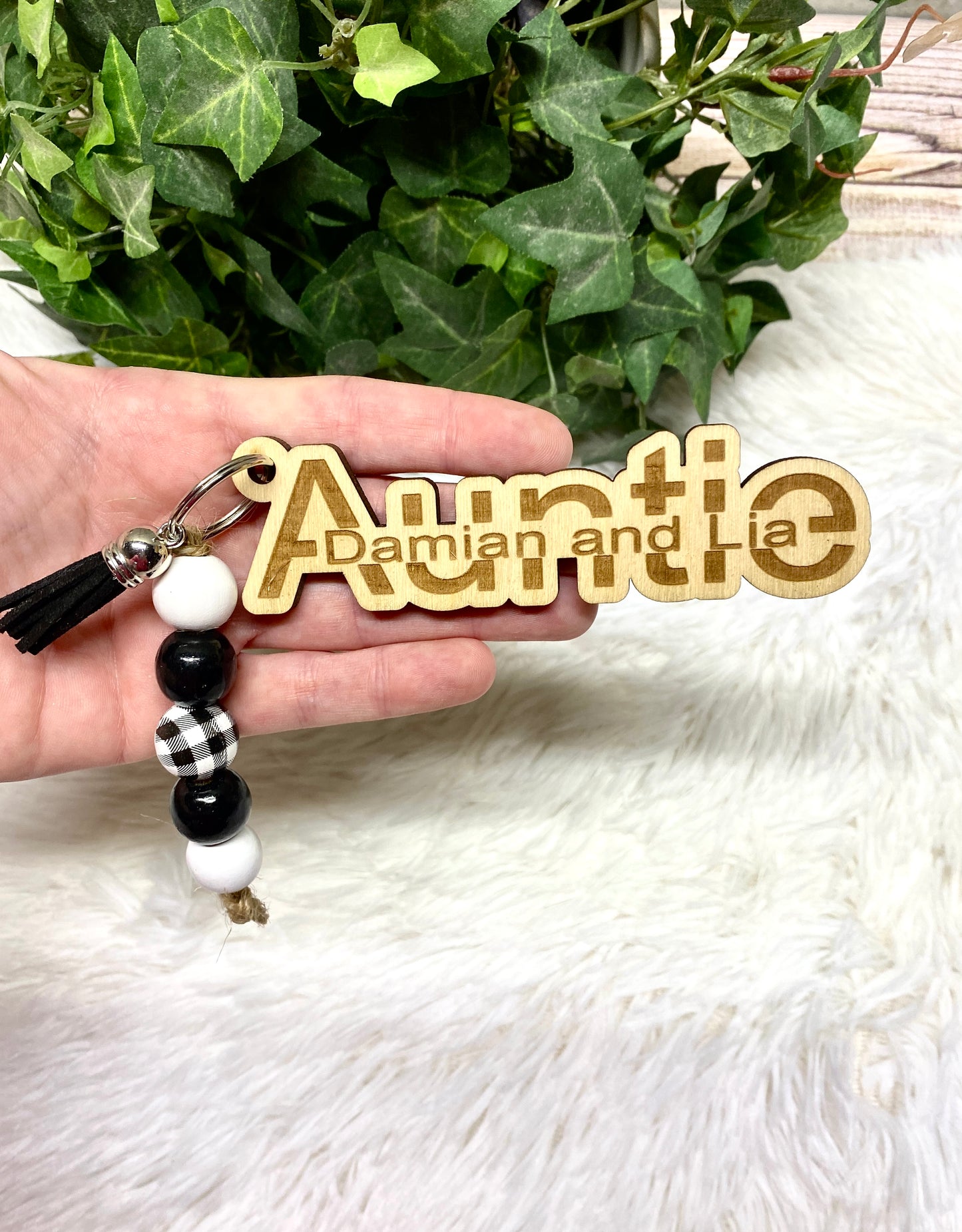 Auntie Personalized Keychain with Kids Names, Mother's Day Gift to Aunt