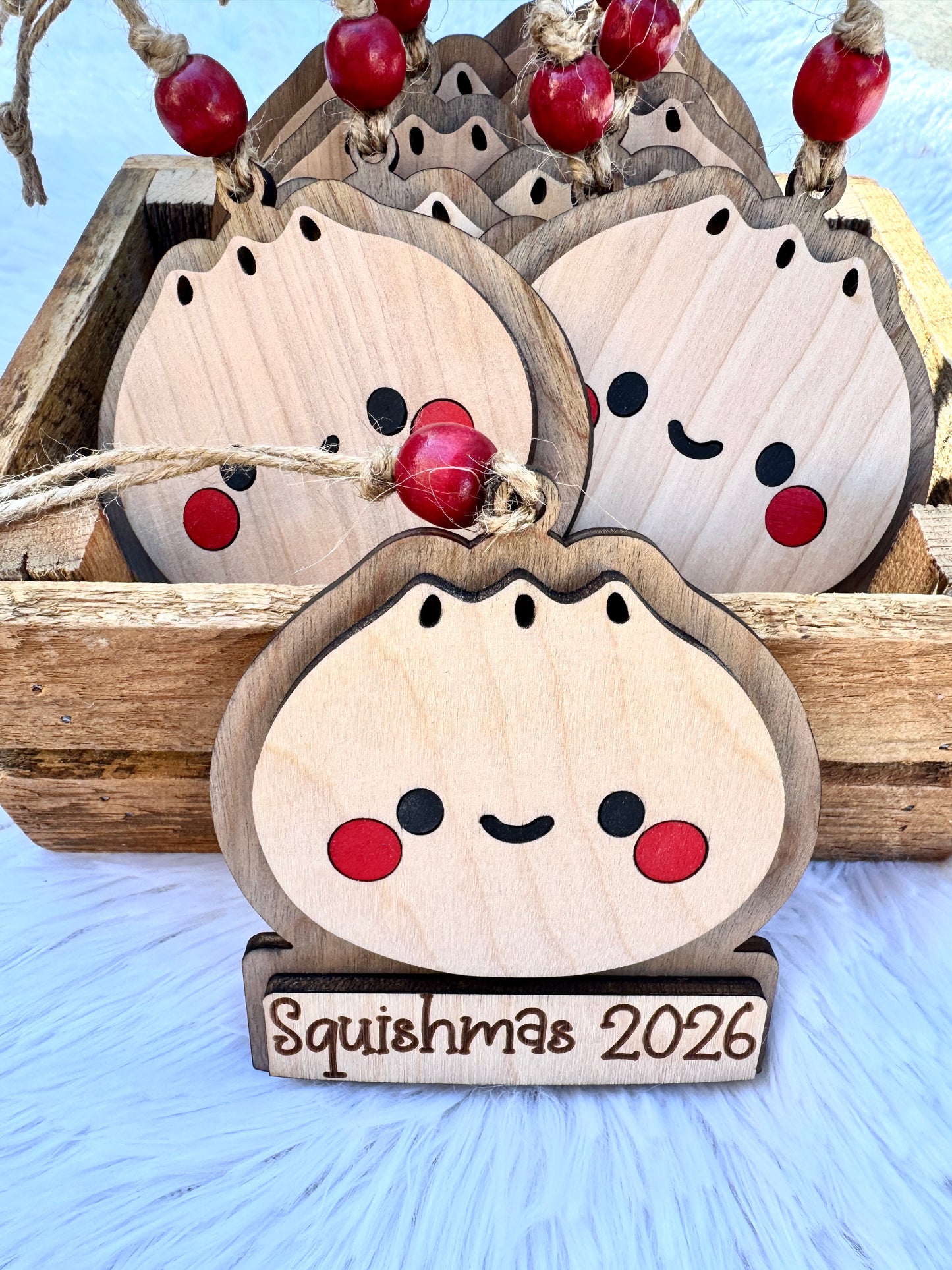 Squishmas 2026 Layered Wooden Christmas Ornament