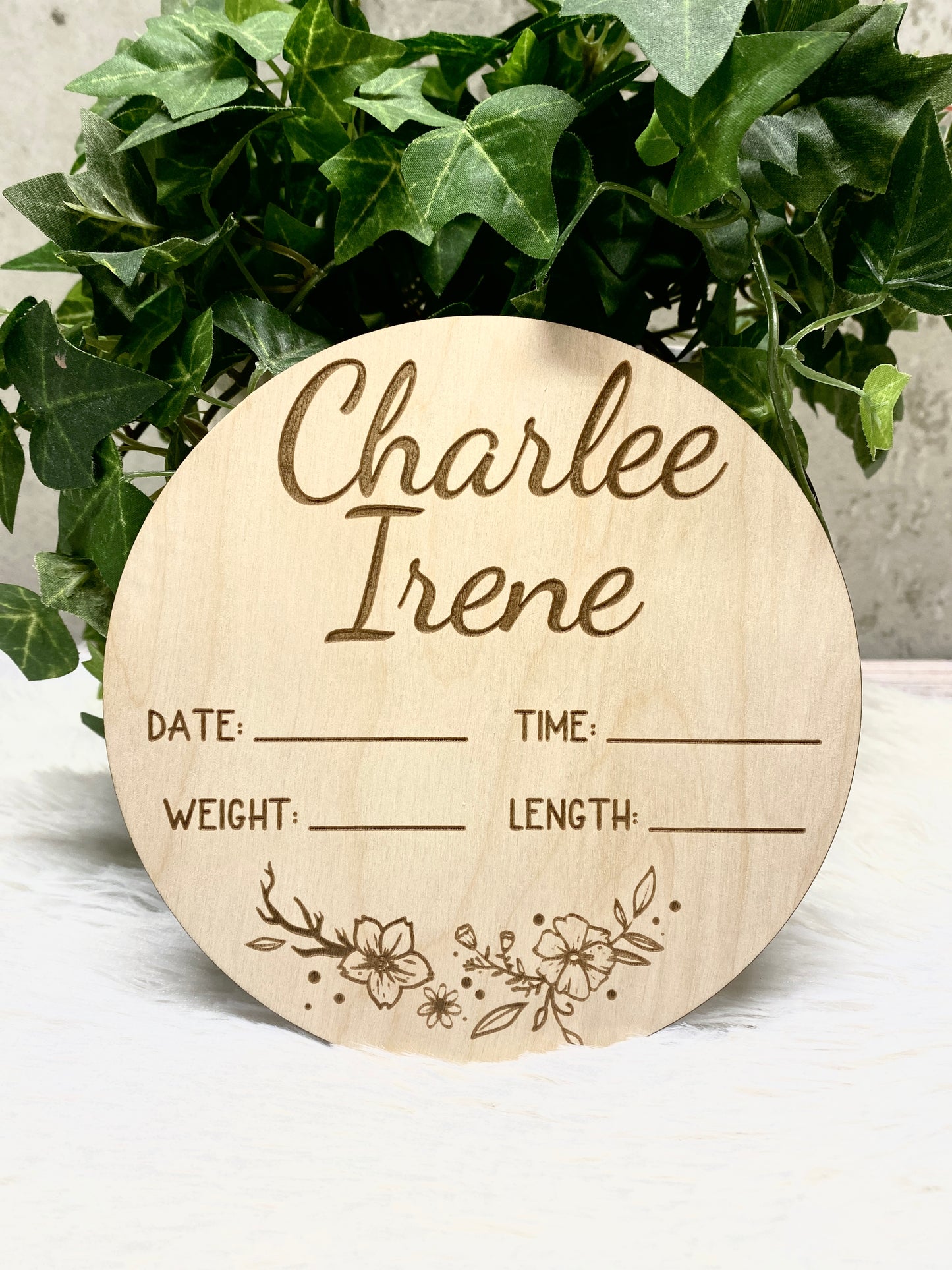 Personalized Wood Engraved Baby Announcement, New Arrival Baby Announcement, Baby Milestone, Hello World Baby Stats