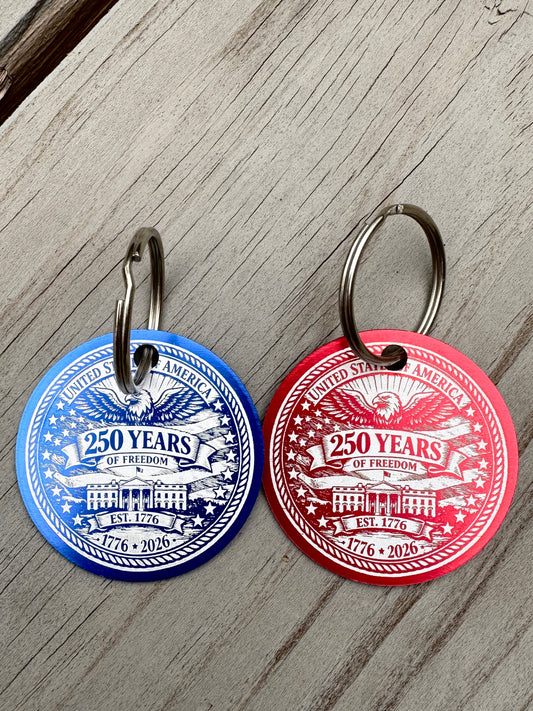 250 Years of Freedom Keychain | USA 250th Anniversary Keychain | Patriotic Stainless Steel Keychain | 1776–2026 America Gift