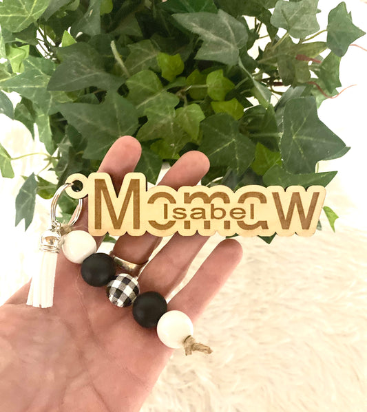 Memaw Personalized Keychain with Kids Names, Wood Engraved Memaw Keychain, Mother's Day Gift from Grandkids, Grandma Gift