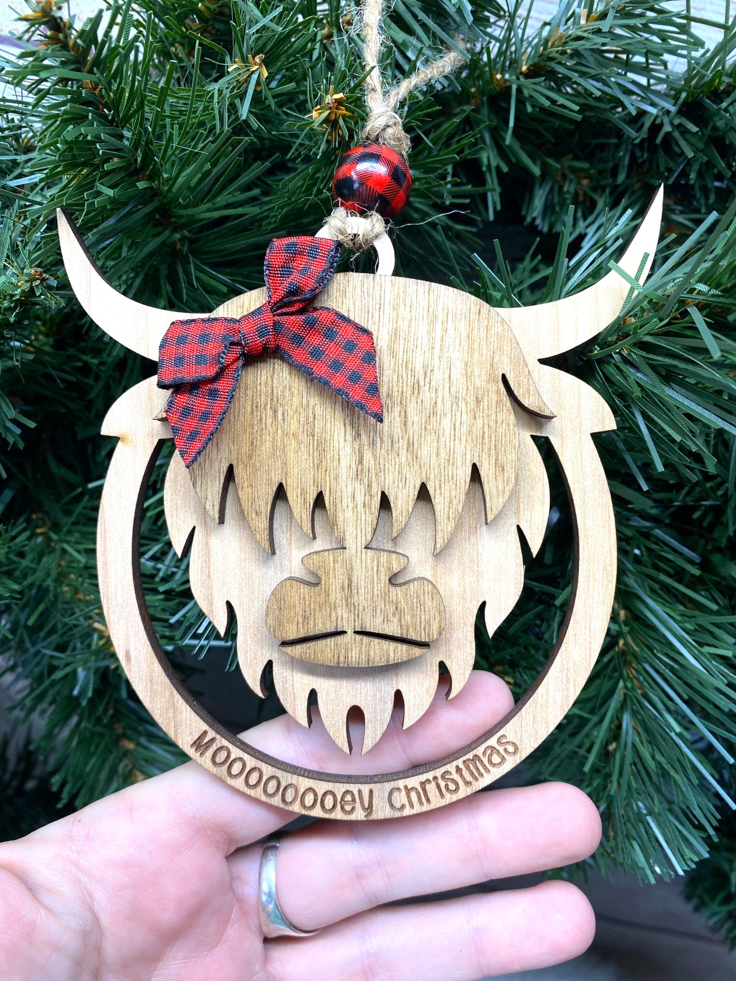 Highland Cow Mooooooooey Christmas Ornament