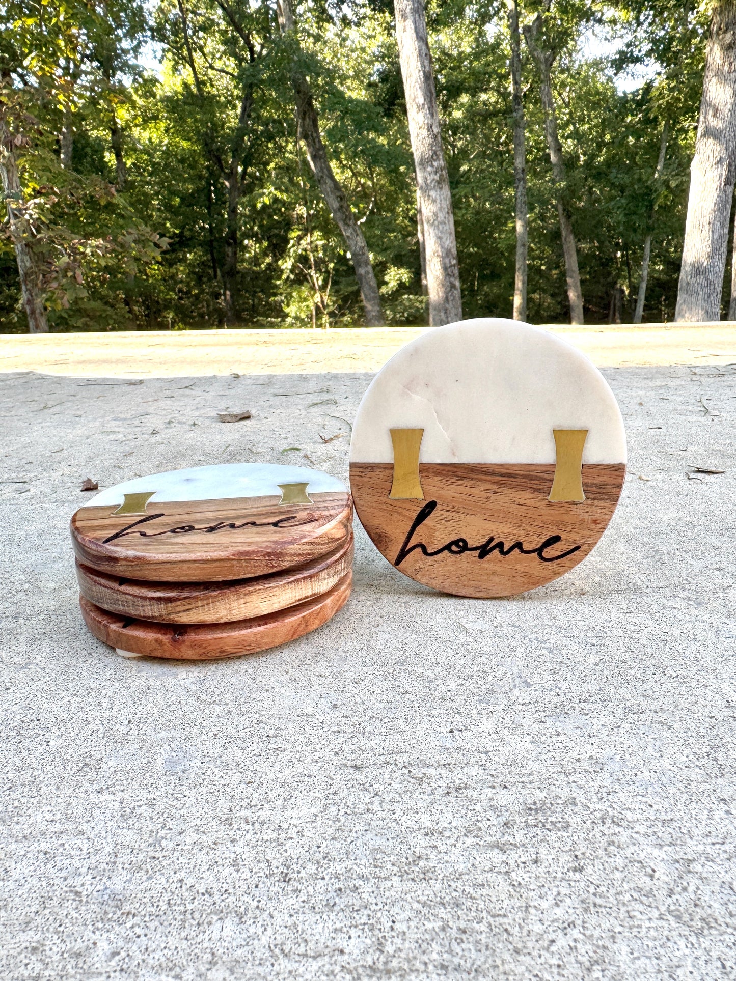 Marble and Acacia Coasters