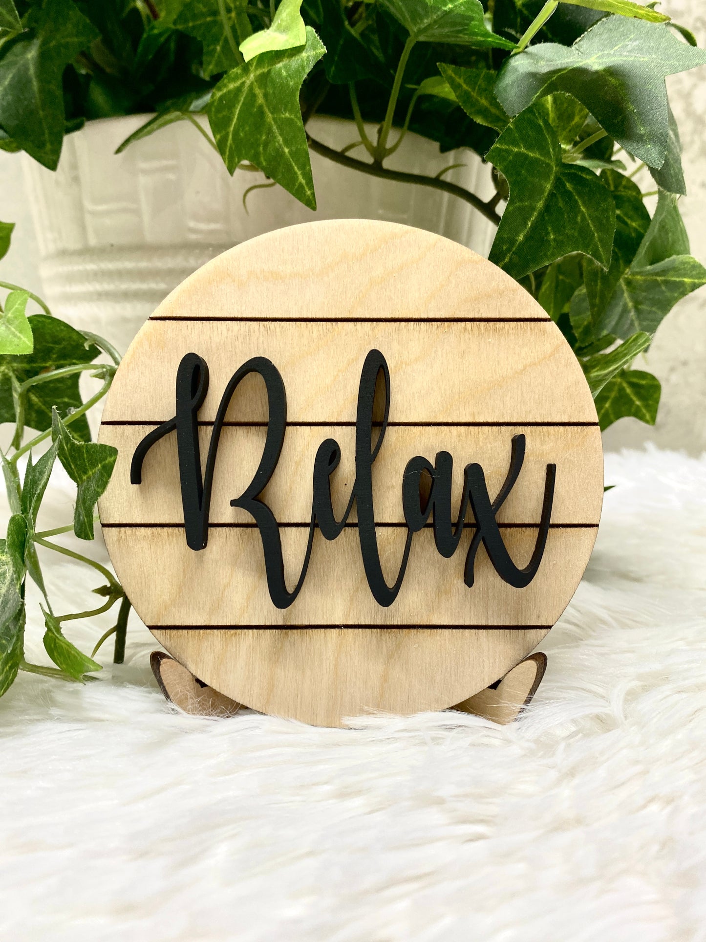 Relax Round Farmhouse Tiered Tray Sign, Relax Bathroom Shelf Sign