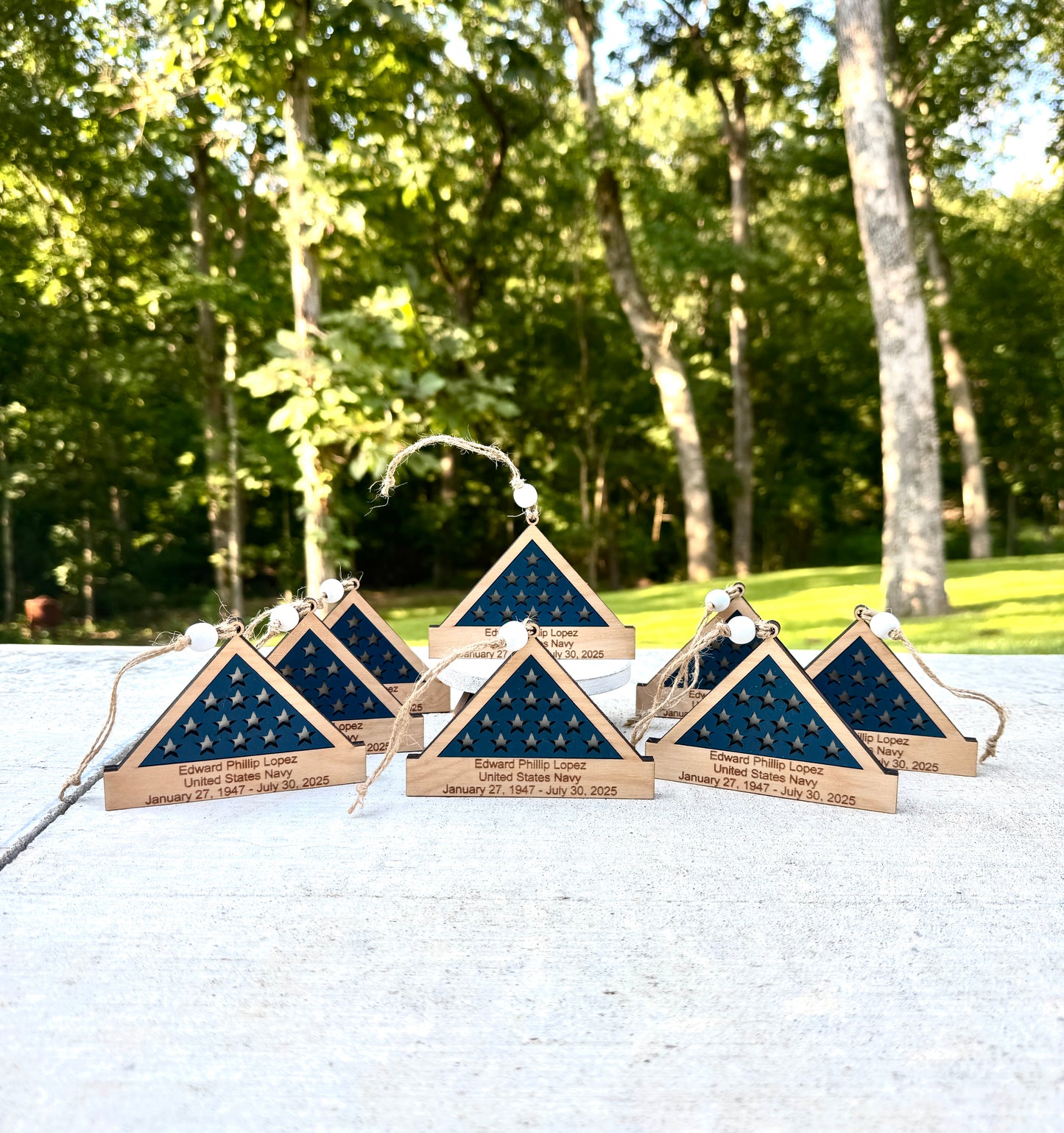 Personalized Military Folded Flag Veteran Memorial Ornament