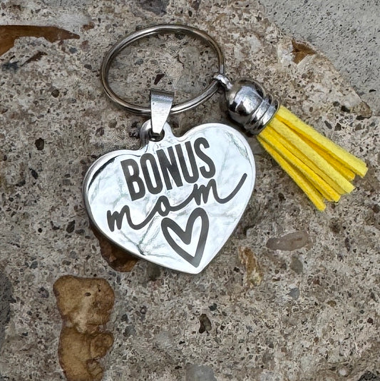 Bonus Mom Keychain - Stainless Steel