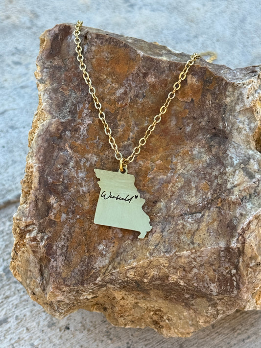 Missouri State Necklace with Engraved City