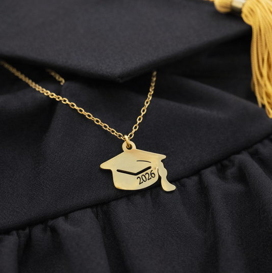 Engraved Graduation Cap Necklace – Stainless Steel Keepsake