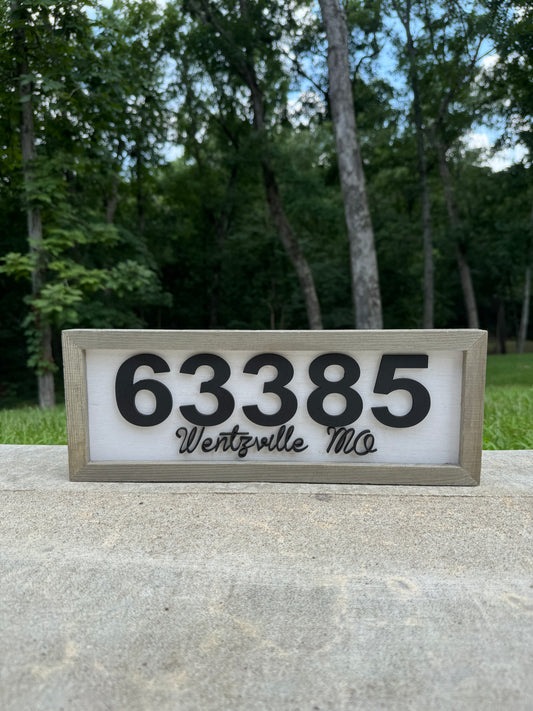 Wentzville, Missouri 63385 Wood Wall Decor | 5.5” x 15” Rustic Zip Code Sign | Handmade Home Décor