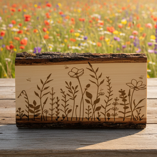 Wildflower and Bee Rustic Wood Decor