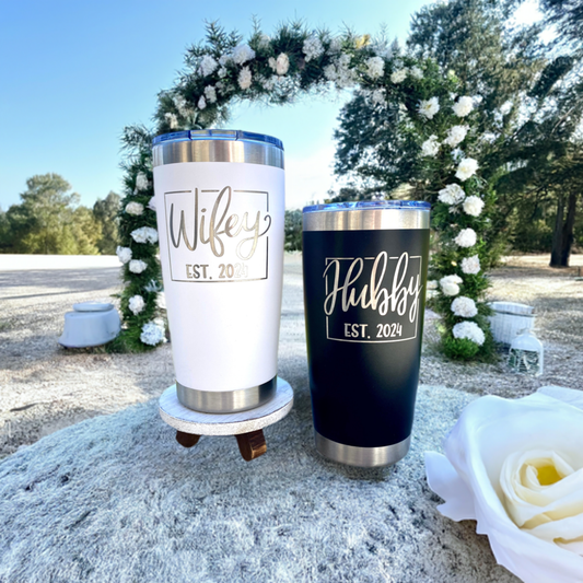 Wifey Hubby Personalized Tumbler Gift Set
