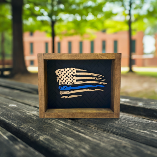 Thin Blue Line American Flag Wall Art