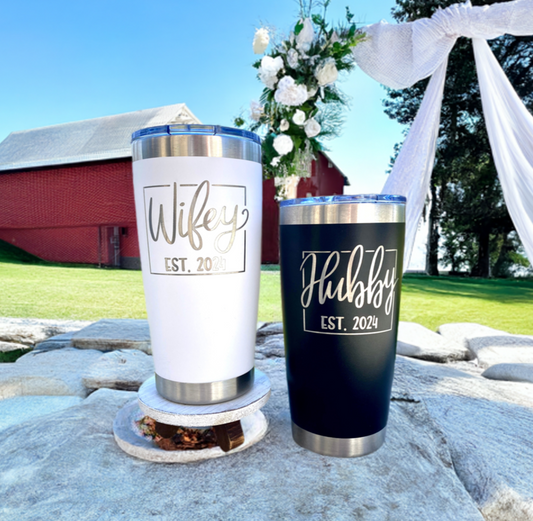 Wifey Hubby Personalized Tumbler Gift Set
