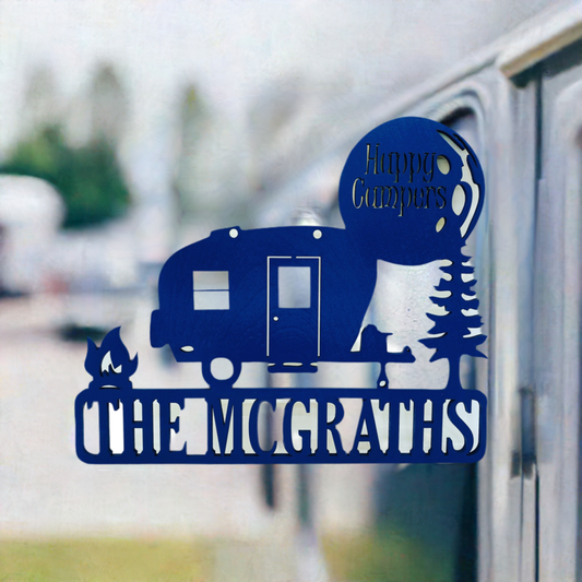 Happy Camper Personalized Wood Door Hanger