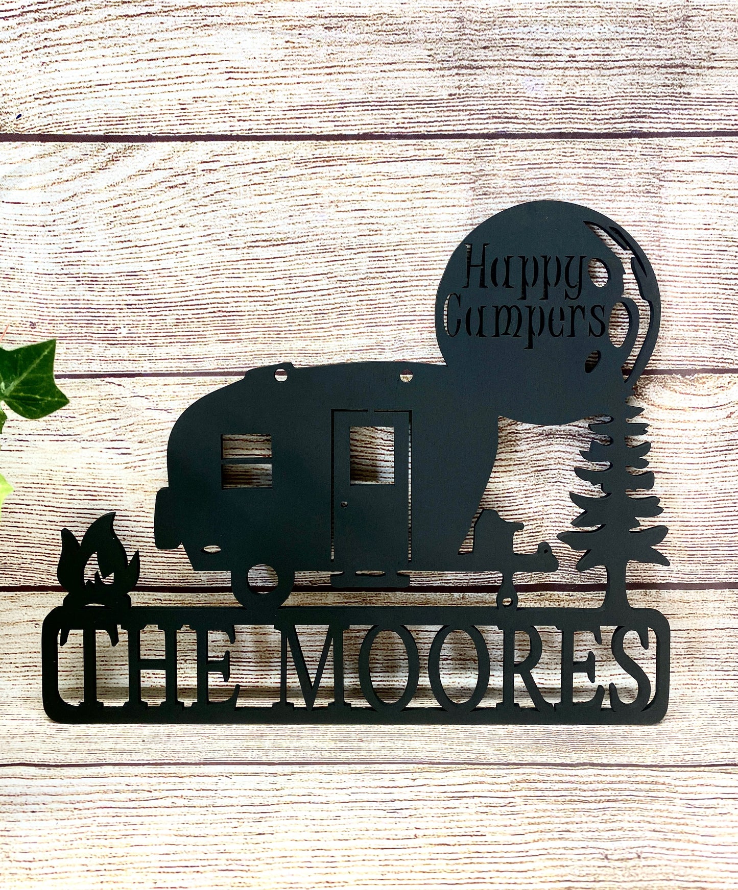 Happy Camper Personalized Wood Door Hanger