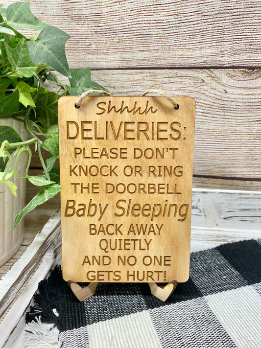 Doorbell Sign, Delivery Doorbell Sign, No Need To Knock Or Ring Doorbell, Baby Doorbell Sign, Baby Sleeping Doorbell Sign