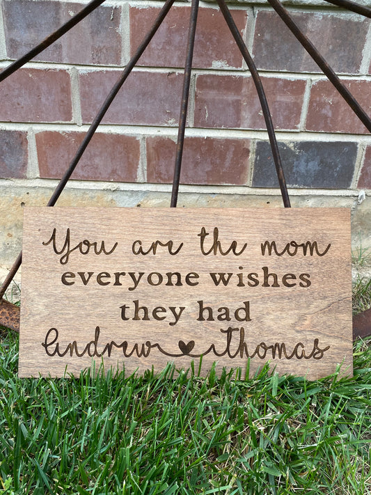 Personalized Mother's Day Sign, Mother's Day Wood Engraved Sign, Mother's Day Gift From Kids, Home Wall Decor