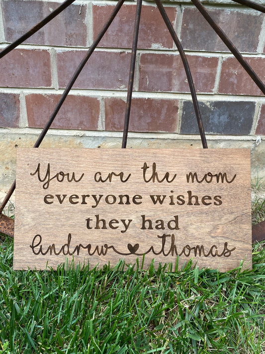 Personalized Mother's Day Sign, Mother's Day Wood Engraved Sign, Mother's Day Gift From Kids, Home Wall Decor