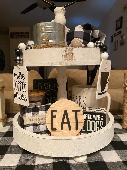 Round Farmhouse Tiered Tray Sign, Shiplap Inspired Eat Sign, Tiered Tray Decor, 4” Round Tiered Tray Sign