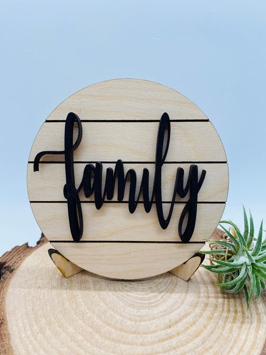 Family Tiered Tray Sign, Mini Shiplap Tray Sign, Tiered Tray Decor, 4” Round Tiered Tray Sign, Wood Tiered Tray Sign, Tiered Tray