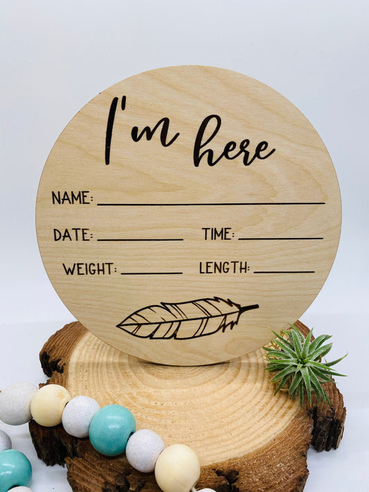 Wood Engraved Baby Announcement Stats, 6” Wood Baby Announcement, New Arrival Baby Announcement, Baby Milestone