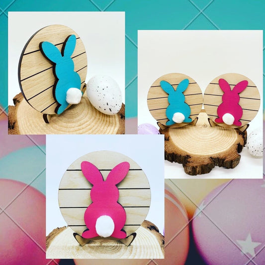 Easter Bunny Farmhouse Tiered Tray Sign, Shiplap Inspired Easter Sign, Tiered Tray Decor, 4” Round Tiered Tray Sign