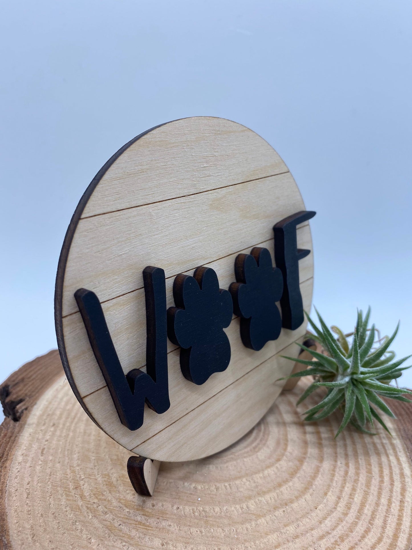 Round Farmhouse Tiered Tray Sign, Shiplap Inspired Dog Sign, Tiered Tray Decor, 4” Round Tiered Tray Sign, Woof Tiered Tray Sign