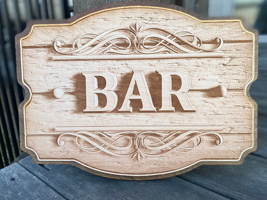 Wood Bar Sign, Laser Engraved Bar Sign, Bar Decor, Home Bar Sign