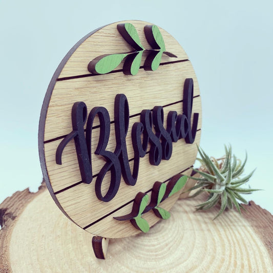 Blessed Tiered Tray Sign, Inspirational Tray Decor, Faith Tray Sign, Blessed Sign, Bless Our Home Tray Decor, Blessed Mini Sign, 3D Sign