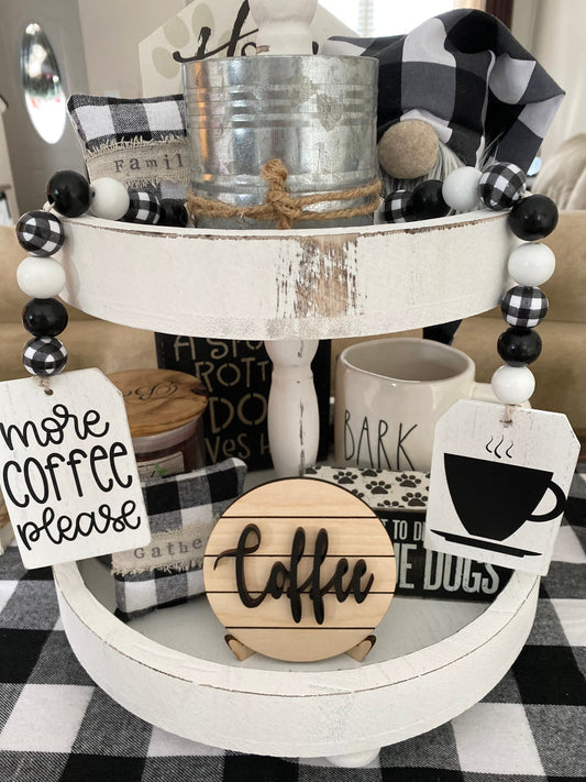 Coffee Tiered Tray Sign, Mini Shiplap Tray Sign, Tiered Tray Decor, 4” Round Tiered Tray Sign, Wood Tiered Tray Sign, Coffee Tray Sign
