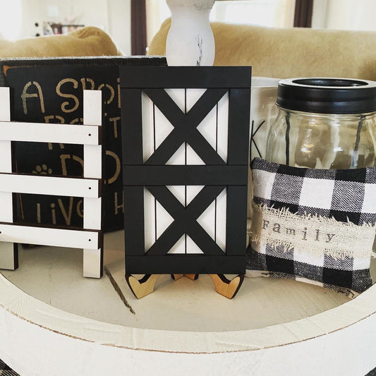 Farmhouse Barn Door Tiered Tray Sign