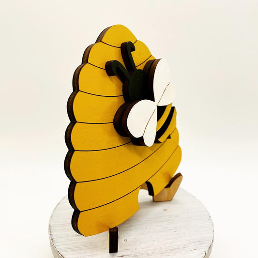 Beehive Tiered Tray Sign, Mini Shiplap Beehive Tray Sign, Spring Tiered Tray Decor, Beehive Tiered Tray Sign with Bee