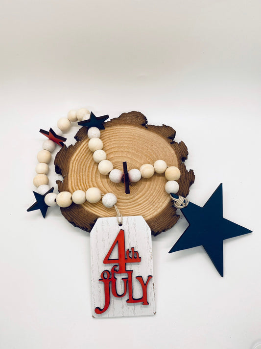 July 4th Holiday Tiered Tray Garland, July 4th Tray Garland, Red White Blue Tiered Tray Garland, America Tiered Tray Garland