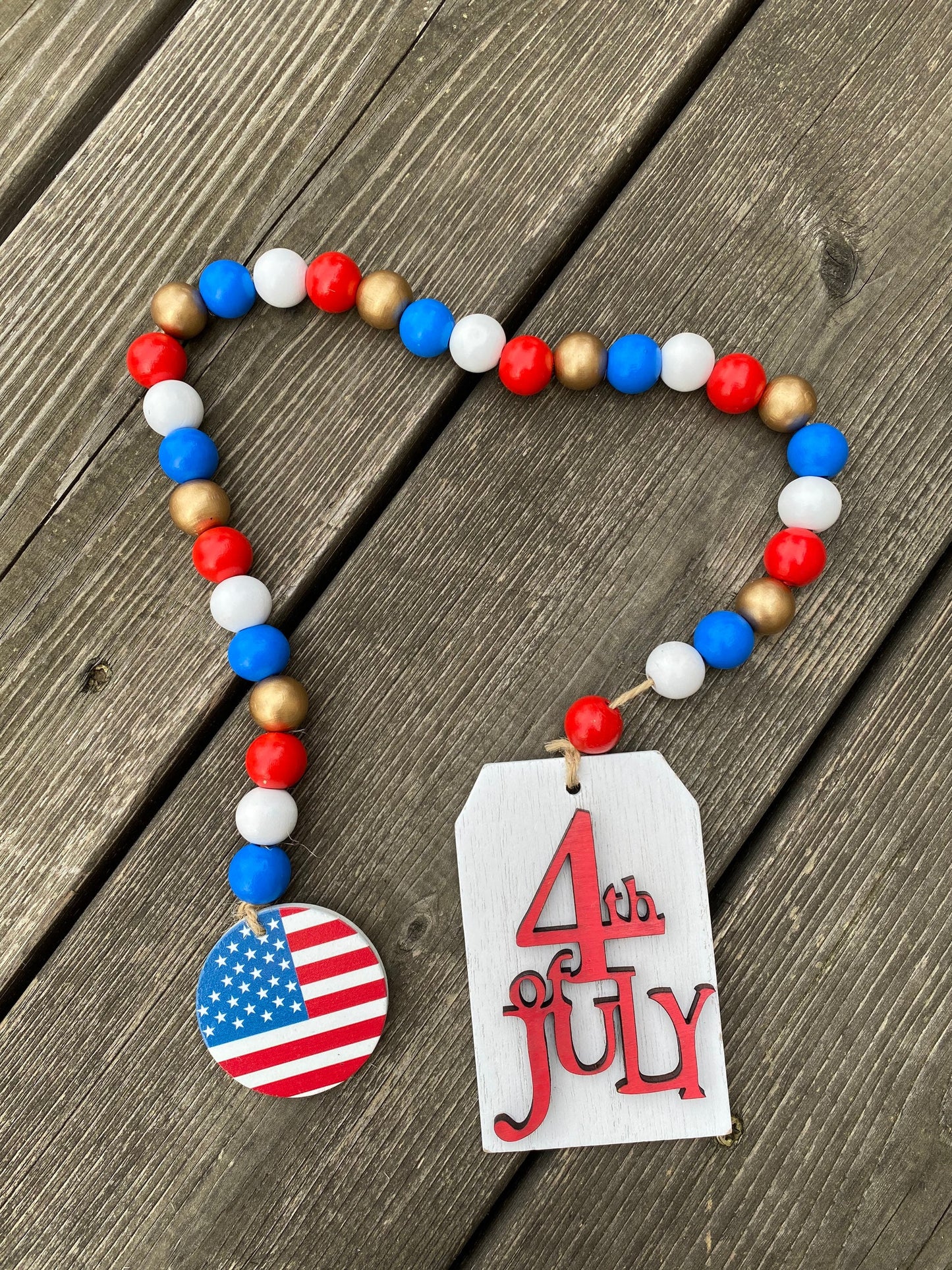 July 4th Holiday Tiered Tray Garland, July 4th Tray Garland, Red White Blue Tiered Tray Garland, America Tiered Tray Garland