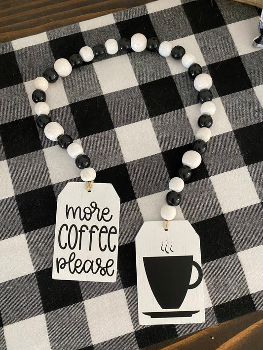 Coffee Bar Garland, Coffee Tiered Tray Decor, Coffee Tiered Tray Garland, Black and White Tiered Tray Garland