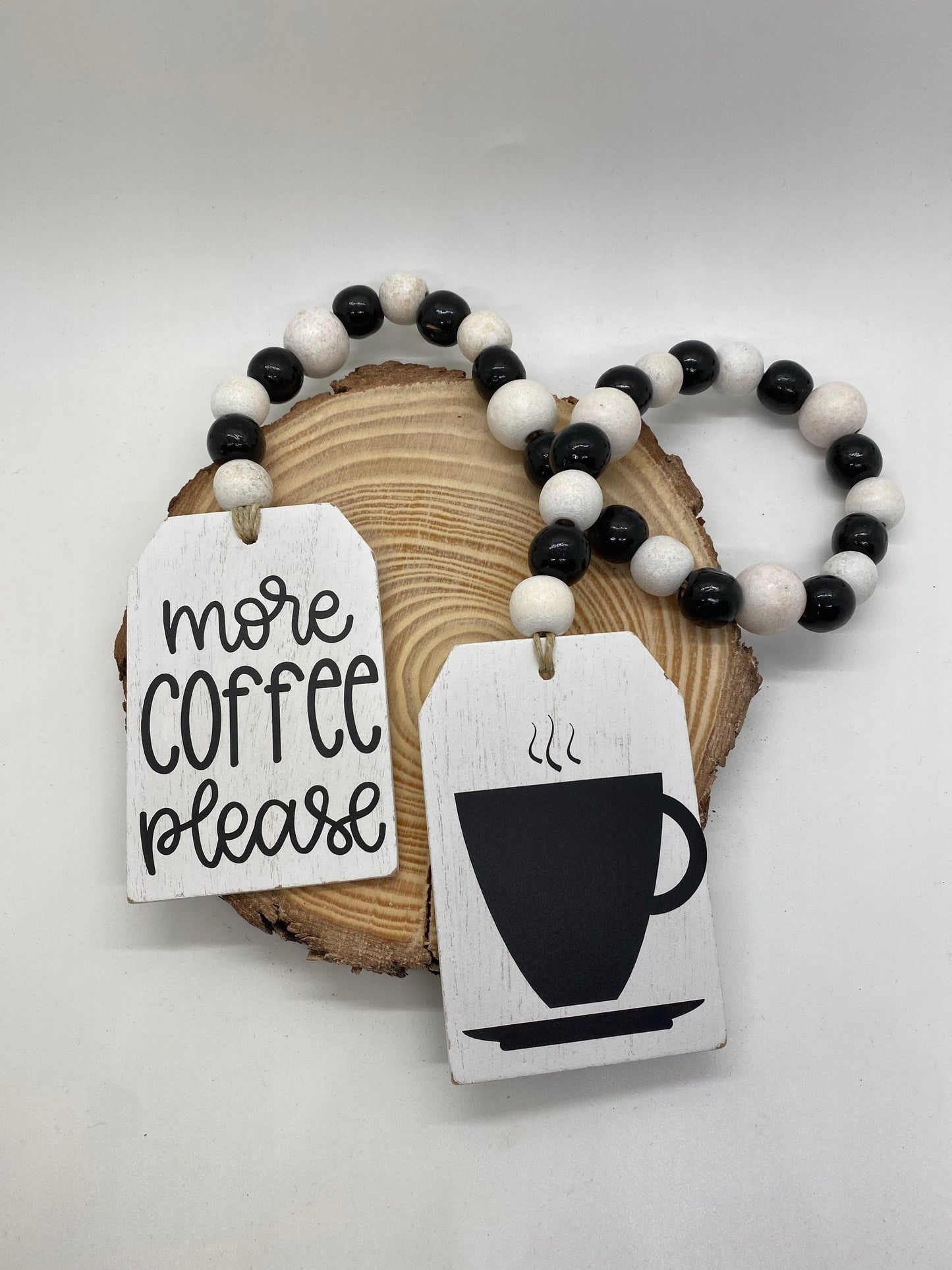 Coffee Bar Garland, Coffee Tiered Tray Decor, Coffee Tiered Tray Garland, Black and White Tiered Tray Garland