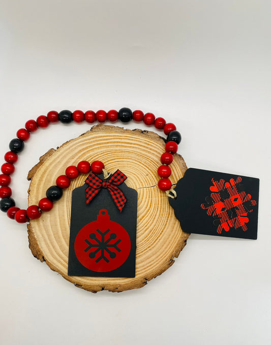 Christmas Garland, Tiered Tray, Farmhouse Tiered Tray Christmas Garland, Buffalo Plaid Christmas Tiered Tray Garland, Red and Black Buffalo Plaid